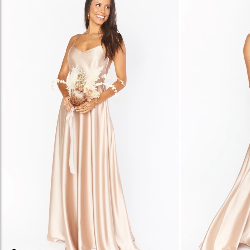 Show Me Your Mumu Faith Maxi Dress in Champagne Luxe Satin Size S